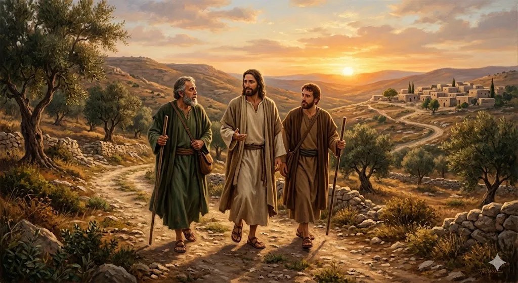 Hermanos de Emaús abrazados o en oración