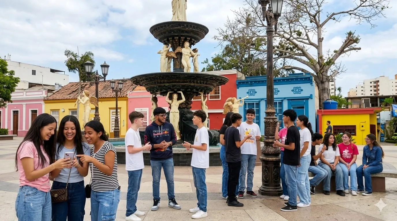 Grupo de jóvenes compartiendo con alegría